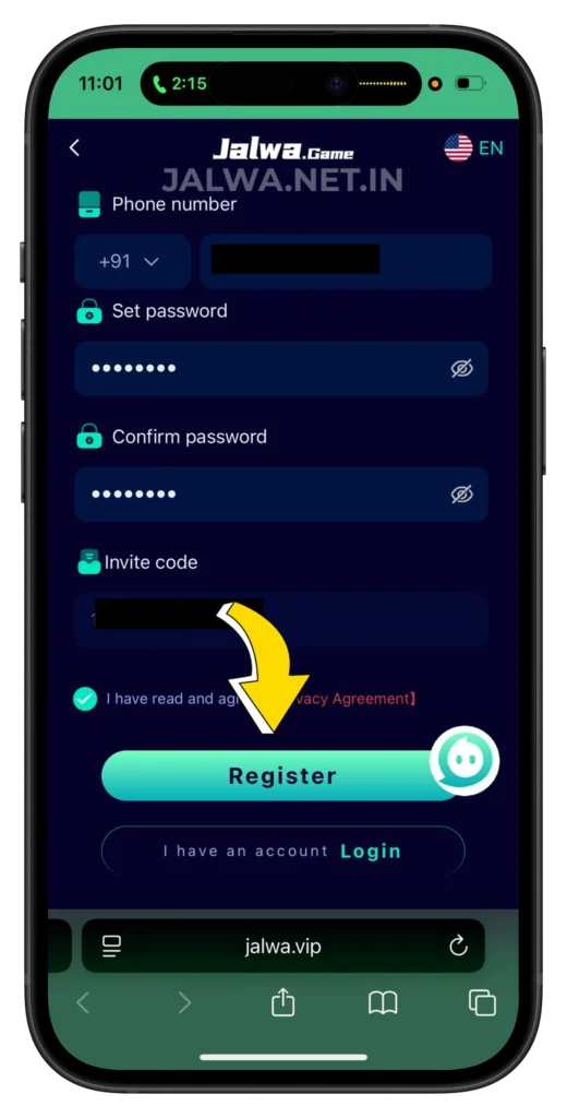 jalwa-game-register-page